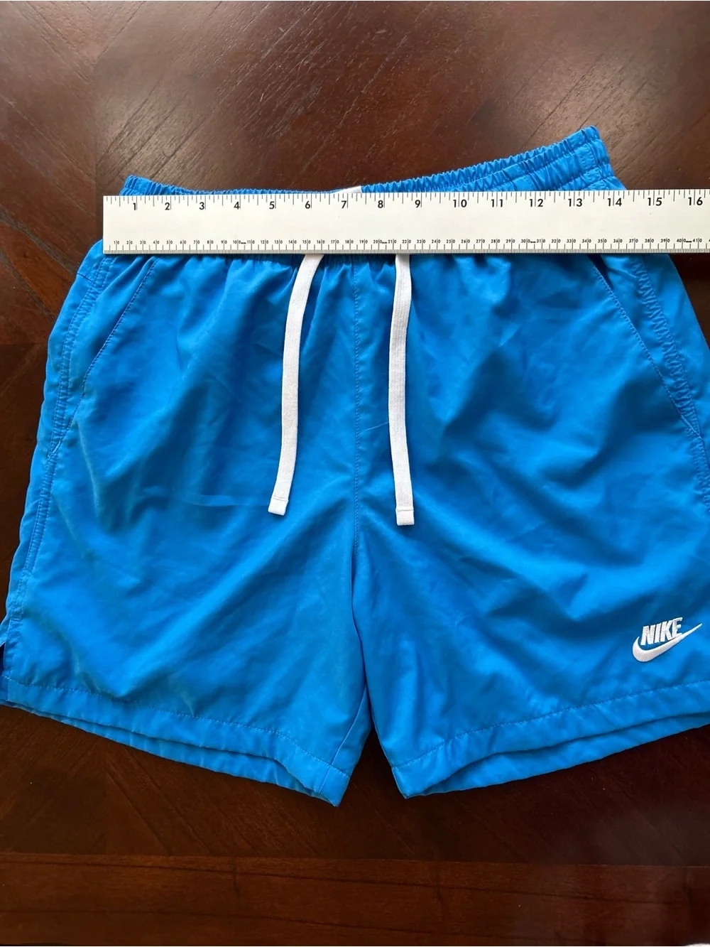 Nike Men’s Blue Athletic Shorts with White Drawstring size s